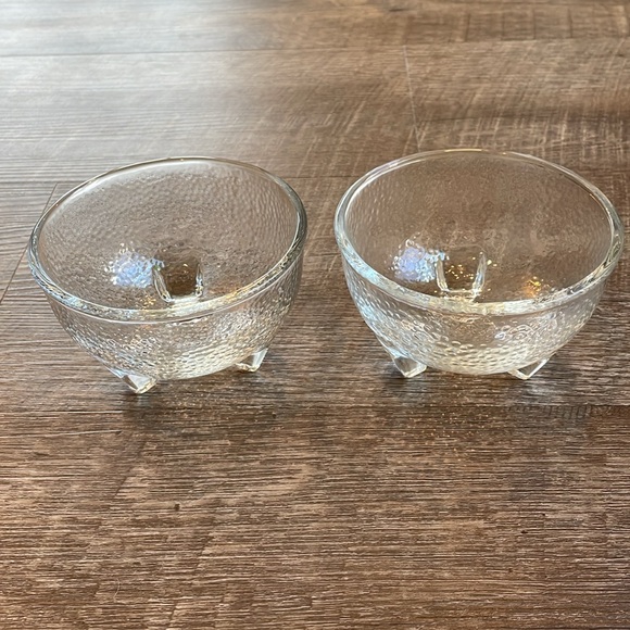 Set of 2 Vintage Crisa Libbey Pebble Texture Footed Glass Serving Bowls - Picture 3 of 10